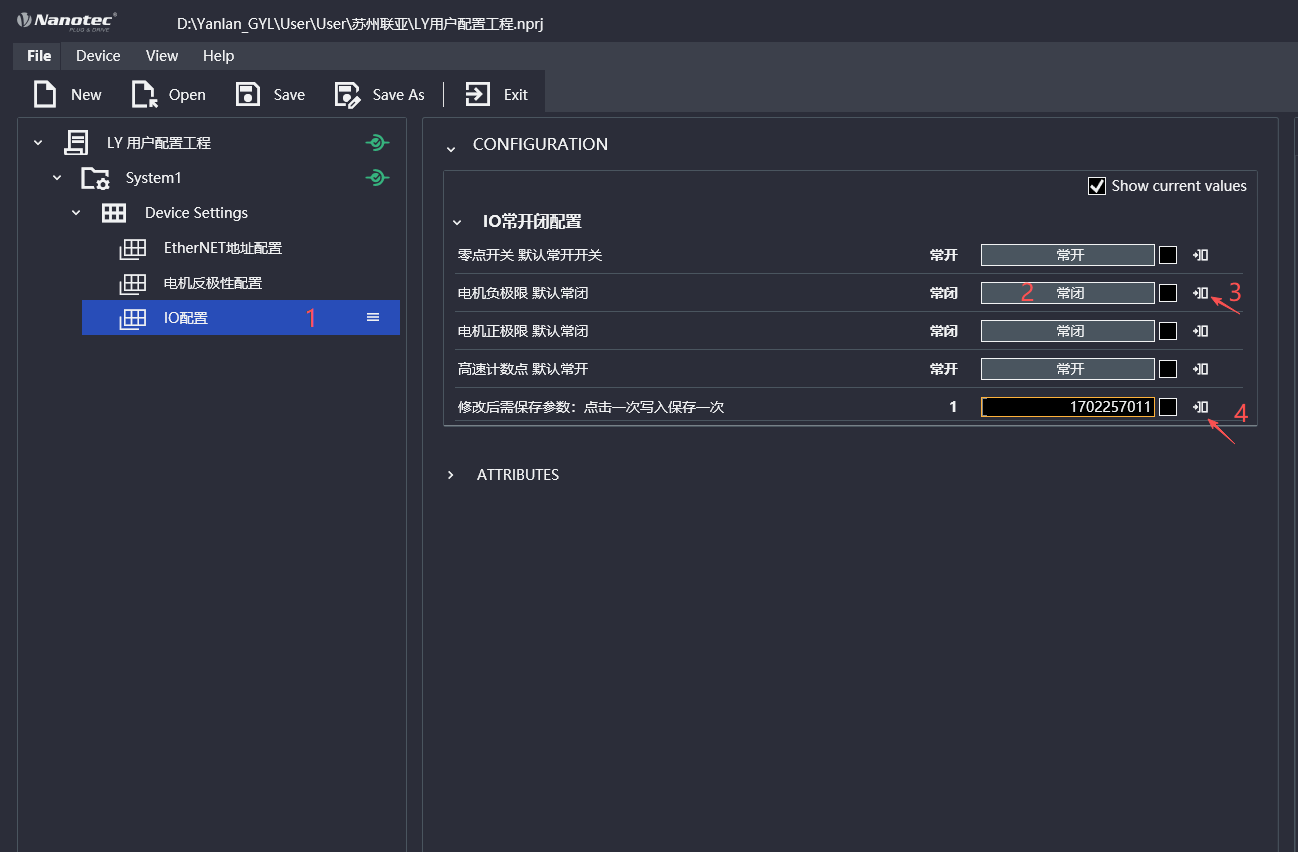 10D1 Configure Input Switch NO NC